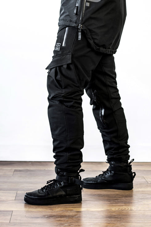 Ride Rich Unit 16 Armoured Softshell Waterproof Cargo Motorcycle Joggers - Black
